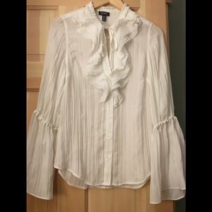 Jones New York white Frill Top
